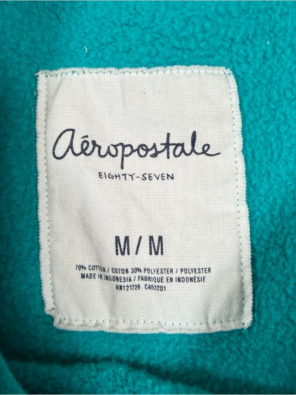 Aéropostale Graphic Long Sleeve Pullover Sweatshirt Hoodie Teal‎ Pink Logo Y2K - Picture 7 of 9